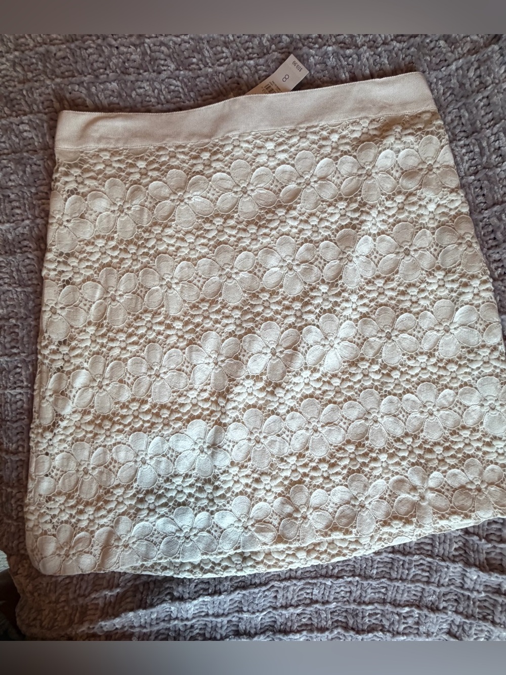 NWT LOFT Ivory flower skirt- size 8